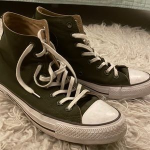 Green High Top Converse Size 10 Womens